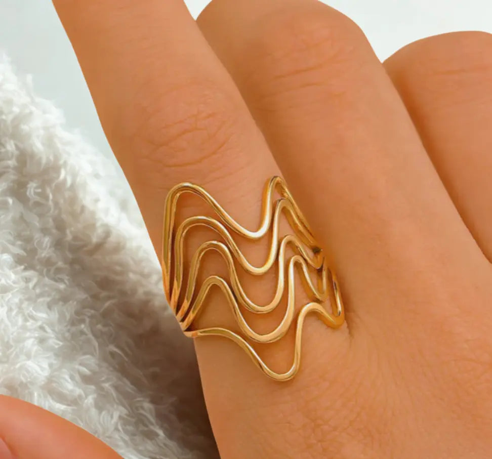 Waveform Gold Ring DDOR | Luxury You'll Love | Wear with confidence | Demifine Jewellery