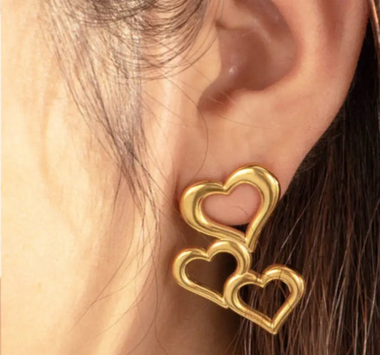 Trinity Heart Cascade Earring DDOR | Luxury You'll Love | Wear with confidence | Demifine Jewellery