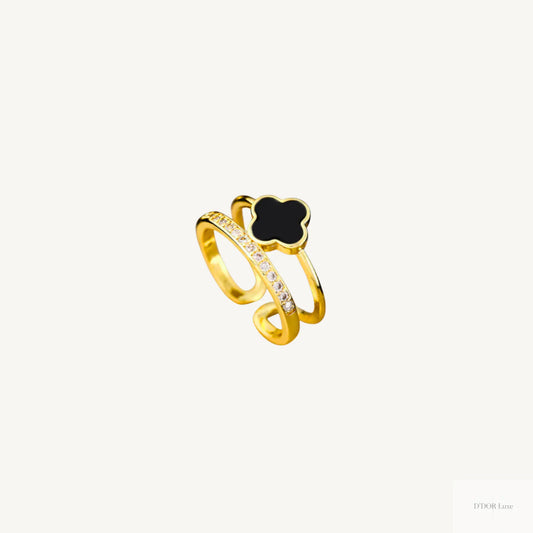 Noir Clover Radiance Ring - D’DOR Luxe