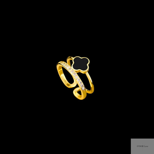 Noir Clover Radiance Ring - D’DOR Luxe