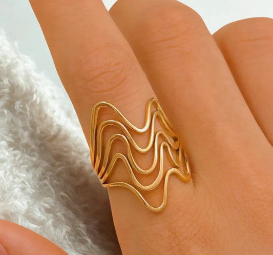 Waveform Gold Ring DDOR | Luxury You'll Love | Wear with confidence | Demifine Jewellery