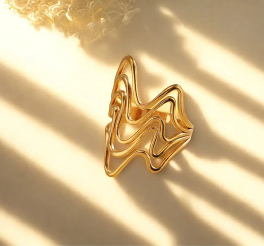 Waveform Gold Ring DDOR | Luxury You'll Love | Wear with confidence | Demifine Jewellery